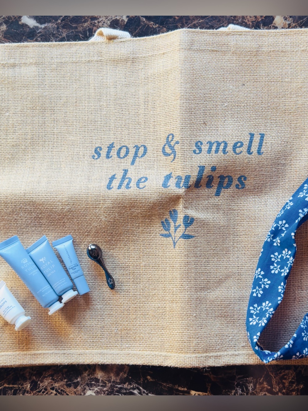 Bloom Effects Skin care Collection w tote, headband & eye de-puff roller/guasha - Picture 4 of 6